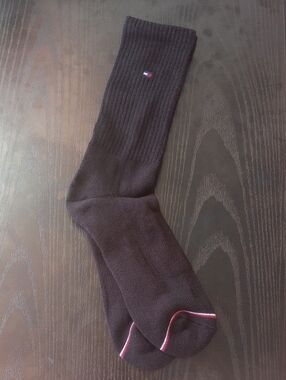 Tommy Hilfiger Cotton Blend Black Crew Mid-calf Socks Logo Men Shoe Size 7-12